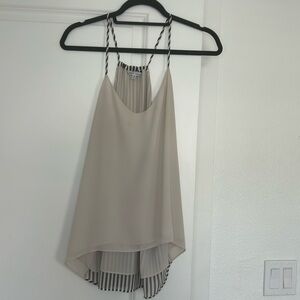 Naked Zebra flowy cream tank with striped back